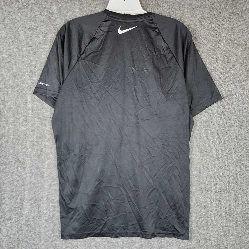 Nike Swim Shirt Mens M Dri-FIT Rash Guard Black UPF 40+ Graphic EUC